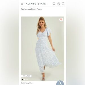Altar'd State Ivory-Blue Maxi Dress